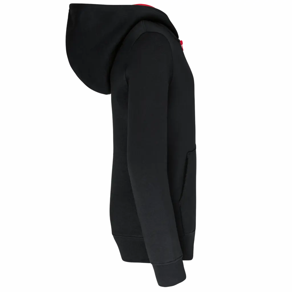 PS_K486-S_BLACK-RED - Hidalgo-werbeartikel Kindersweatvest met capuchon, black / red — productfoto 6