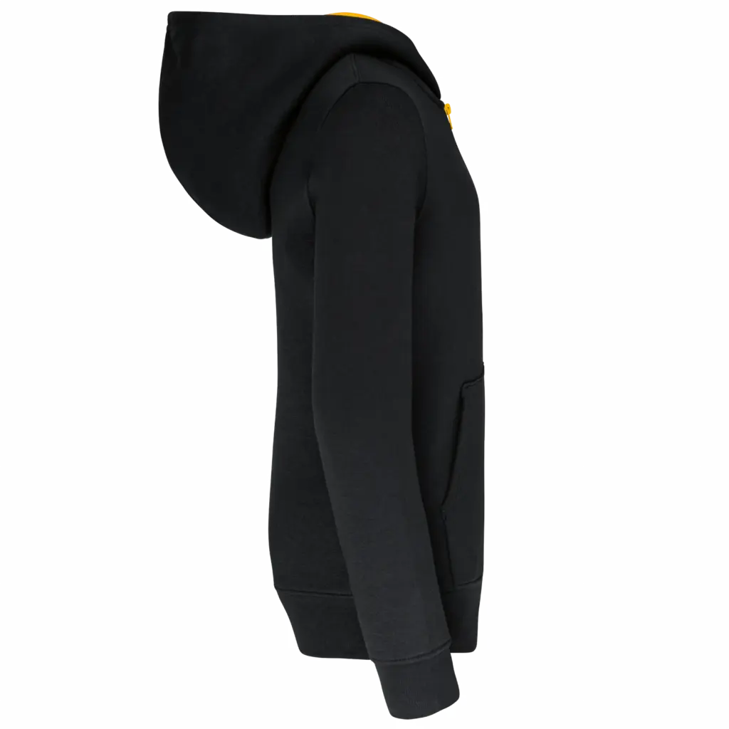 PS_K486-S_BLACK-YELLOW - Hidalgo-werbeartikel Kindersweatvest met capuchon, black / yellow — productfoto 7