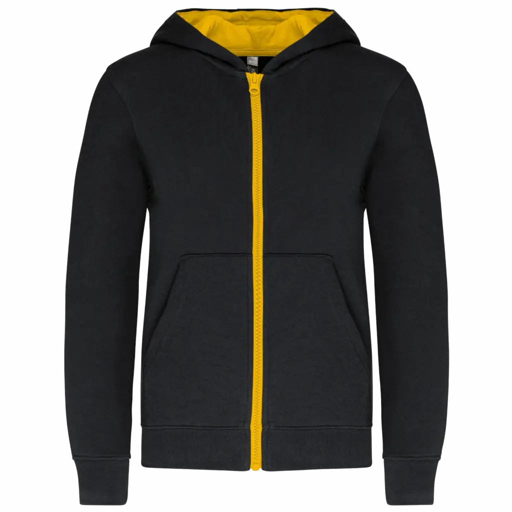 Kinder Sweatjacke K486 bedrucken Fleece Kontrast 6-14 Jahre — Produktfoto 8