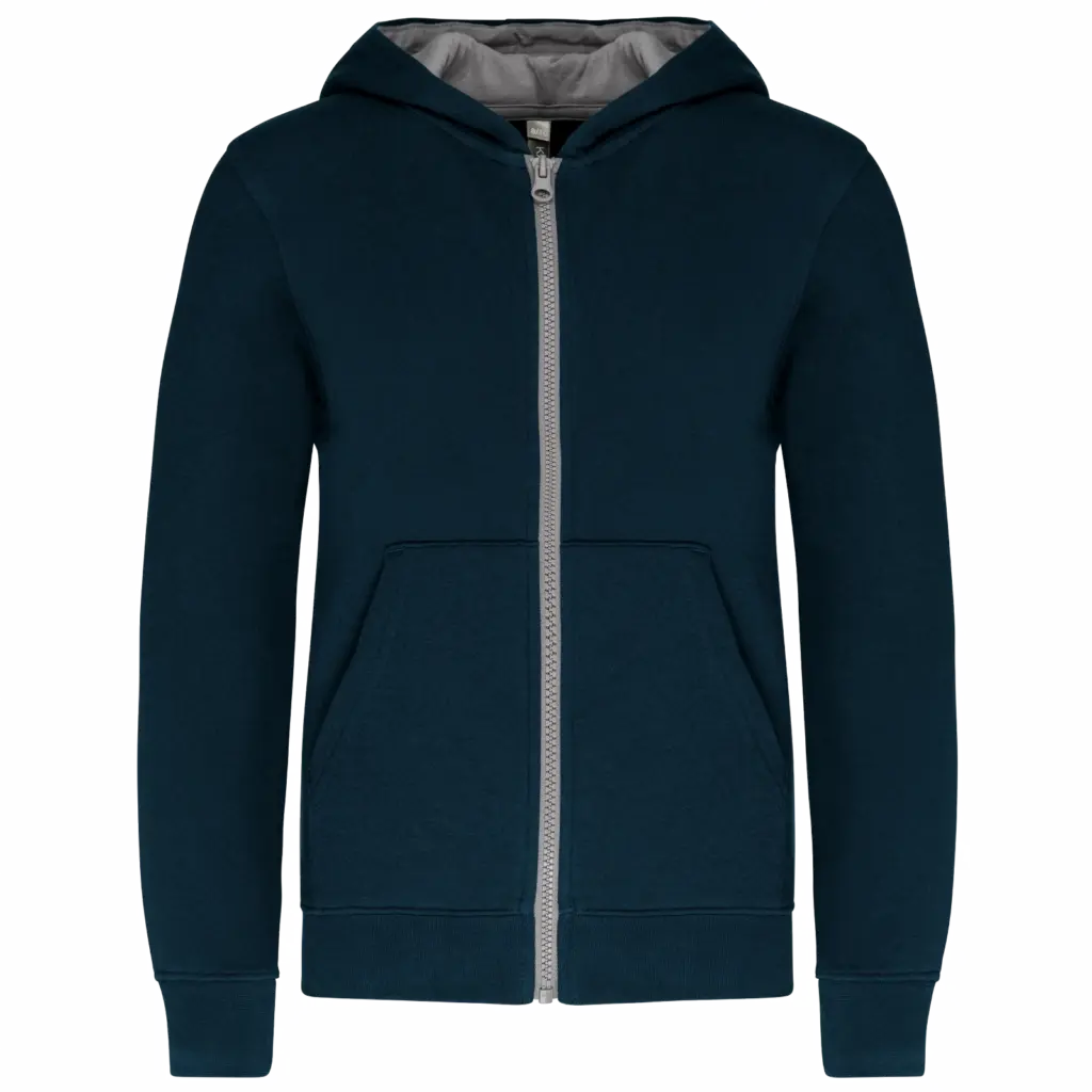 Kinder Sweatjacke K486 bedrucken Fleece Kontrast 6-14 Jahre — Produktfoto 9