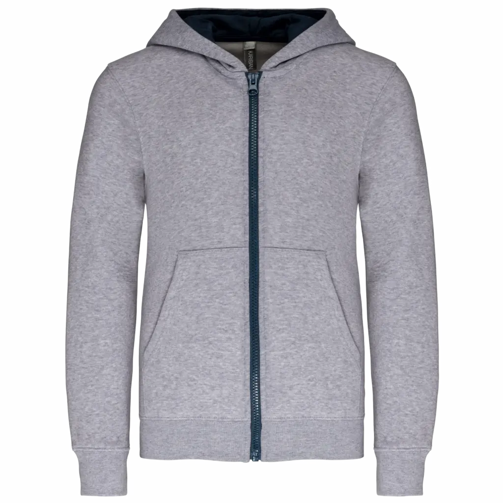 Kinder Sweatjacke K486 bedrucken Fleece Kontrast 6-14 Jahre — Produktfoto 10