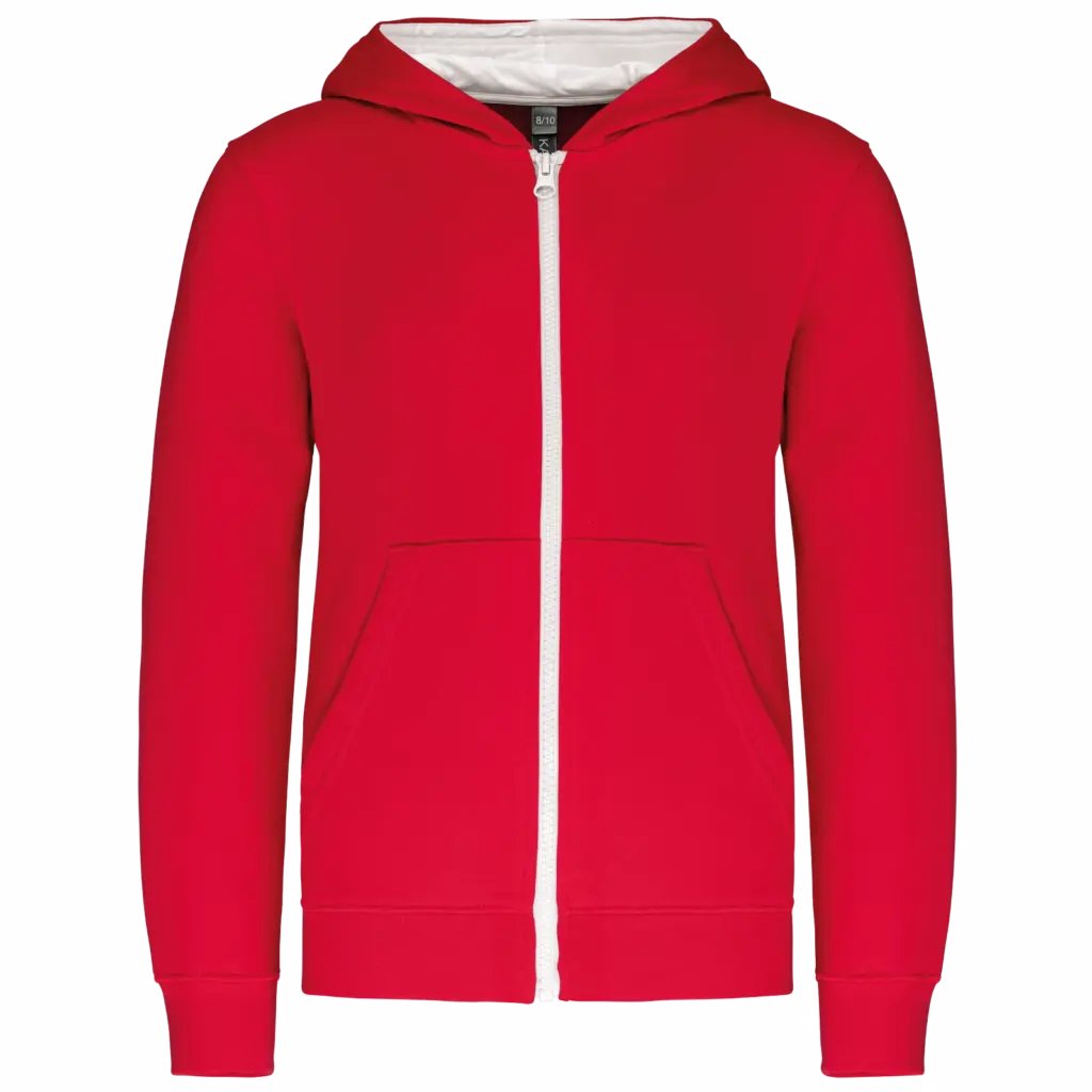 Kinder Sweatjacke K486 bedrucken Fleece Kontrast 6-14 Jahre — Produktfoto 11