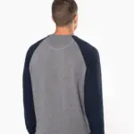 Tweekleurige herensweater BIO French Terry ronde hals raglanmouwen — productfoto 2