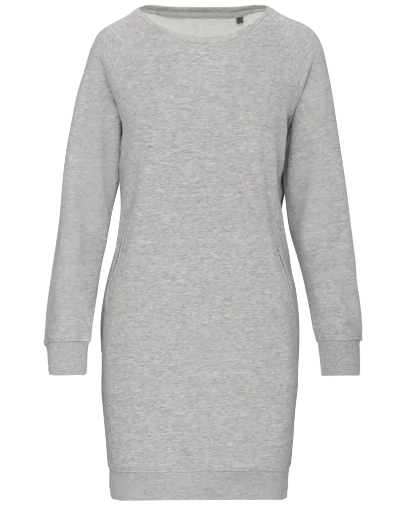 Bio fleece lounge jurk, light grey heather — productfoto 6