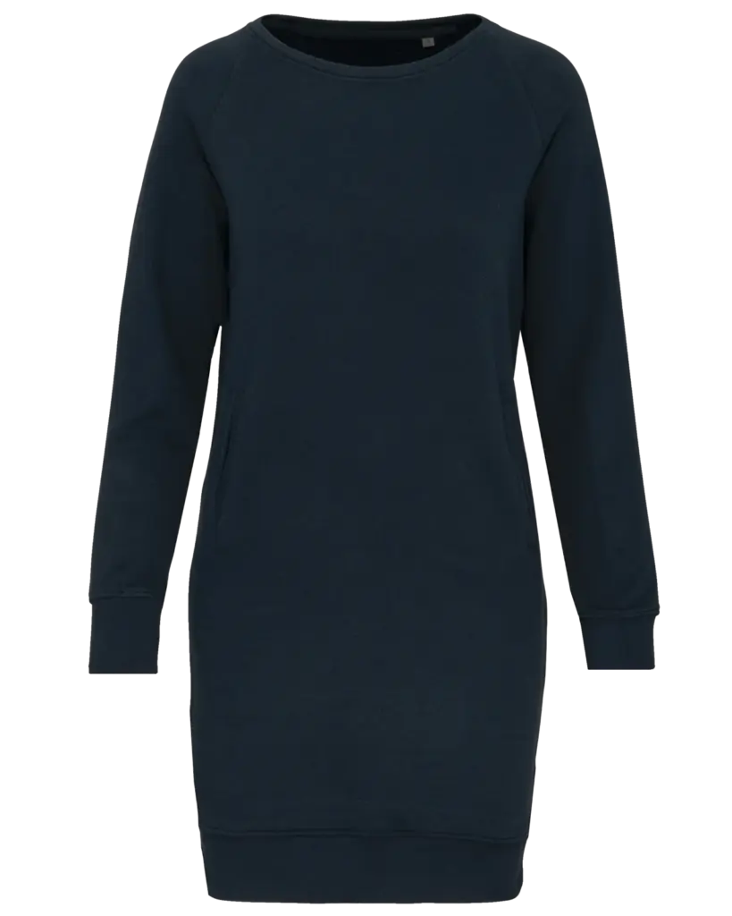 Bio fleece lounge jurk, navy — productfoto 7