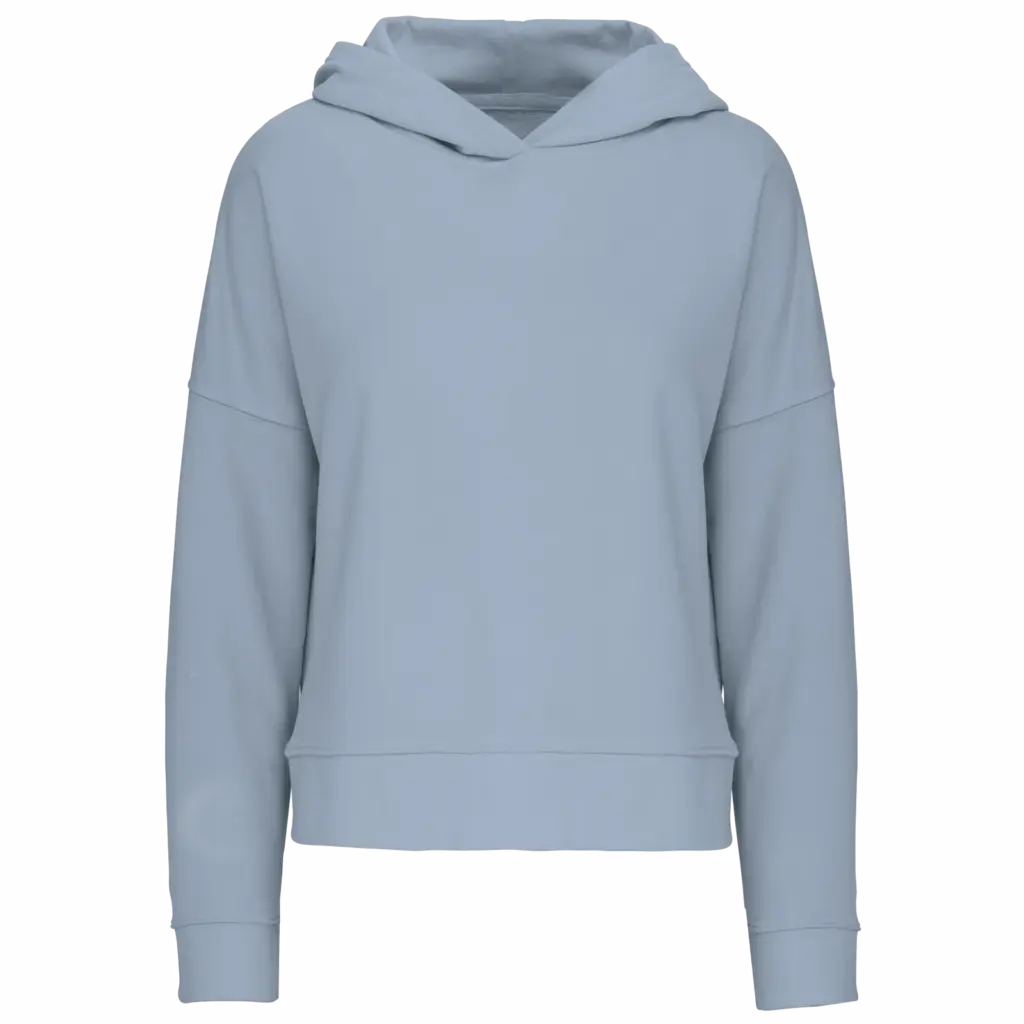 Bio lounge damessweater met capuchon, aquamarine — productfoto 4