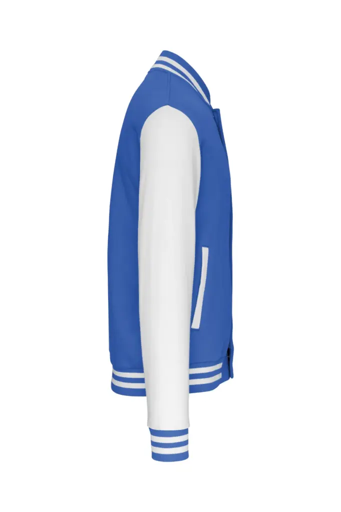 PS_K497-S_LIGHTROYALBLUE-WHITE - Hidalgo-werbeartikel College jacket unisex, light royal blue / white — productfoto 7