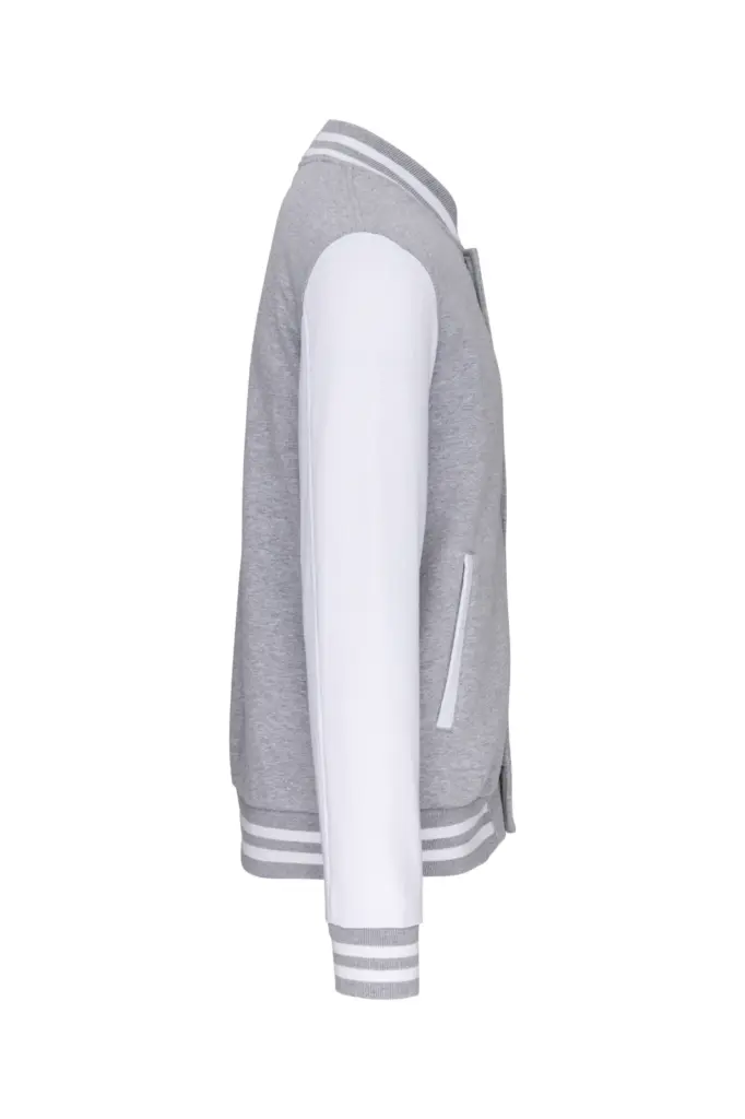 PS_K497-S_OXFORDGREY-WHITE - Hidalgo-werbeartikel College jacket unisex, oxford grey / white — productfoto 10