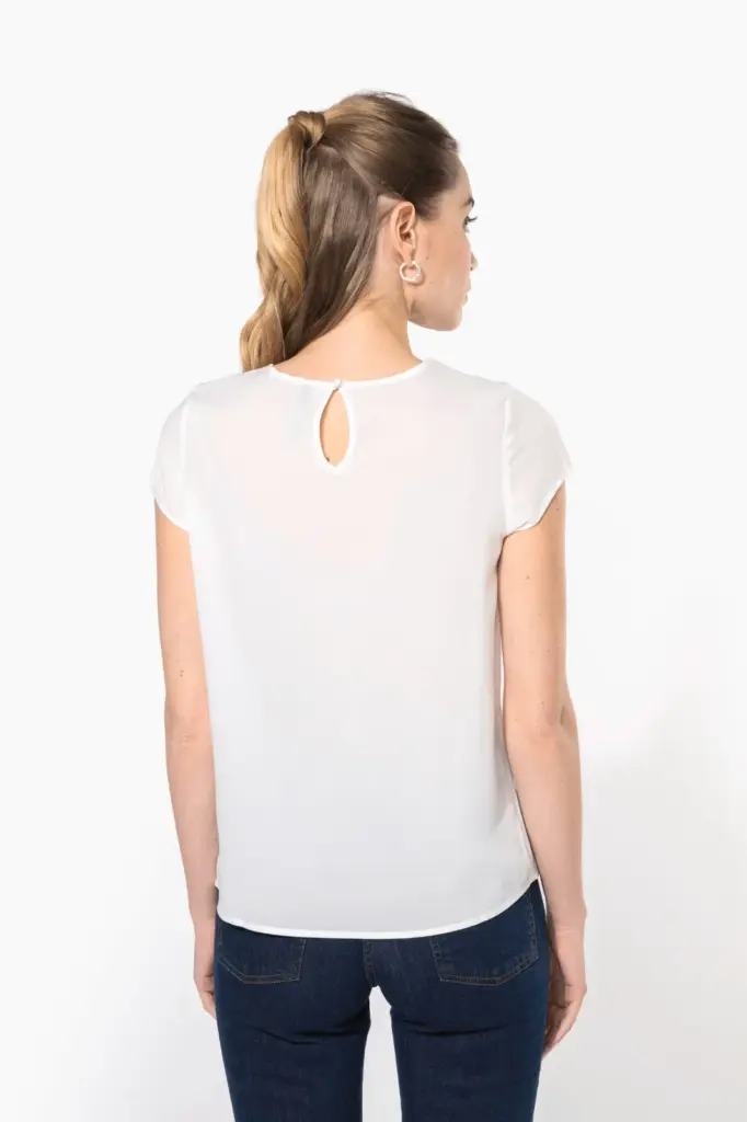K5002-02_2025 - Hidalgo-werbeartikel Damesblouse in crêpe met korte mouwen — productfoto 2