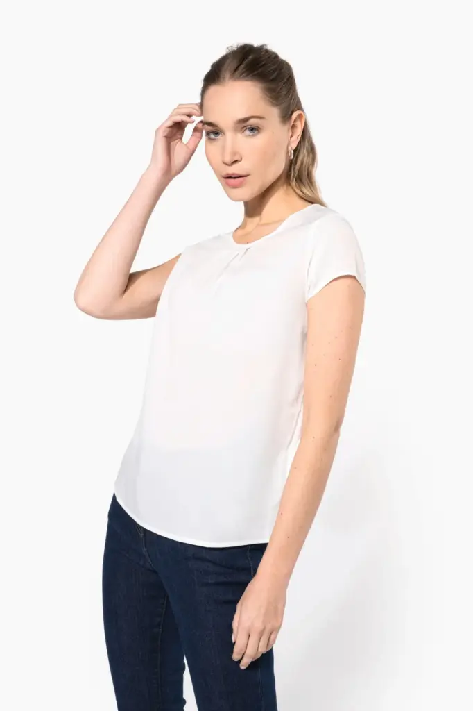 K5002-03_2025 - Hidalgo-werbeartikel Damesblouse in crêpe met korte mouwen — productfoto 3