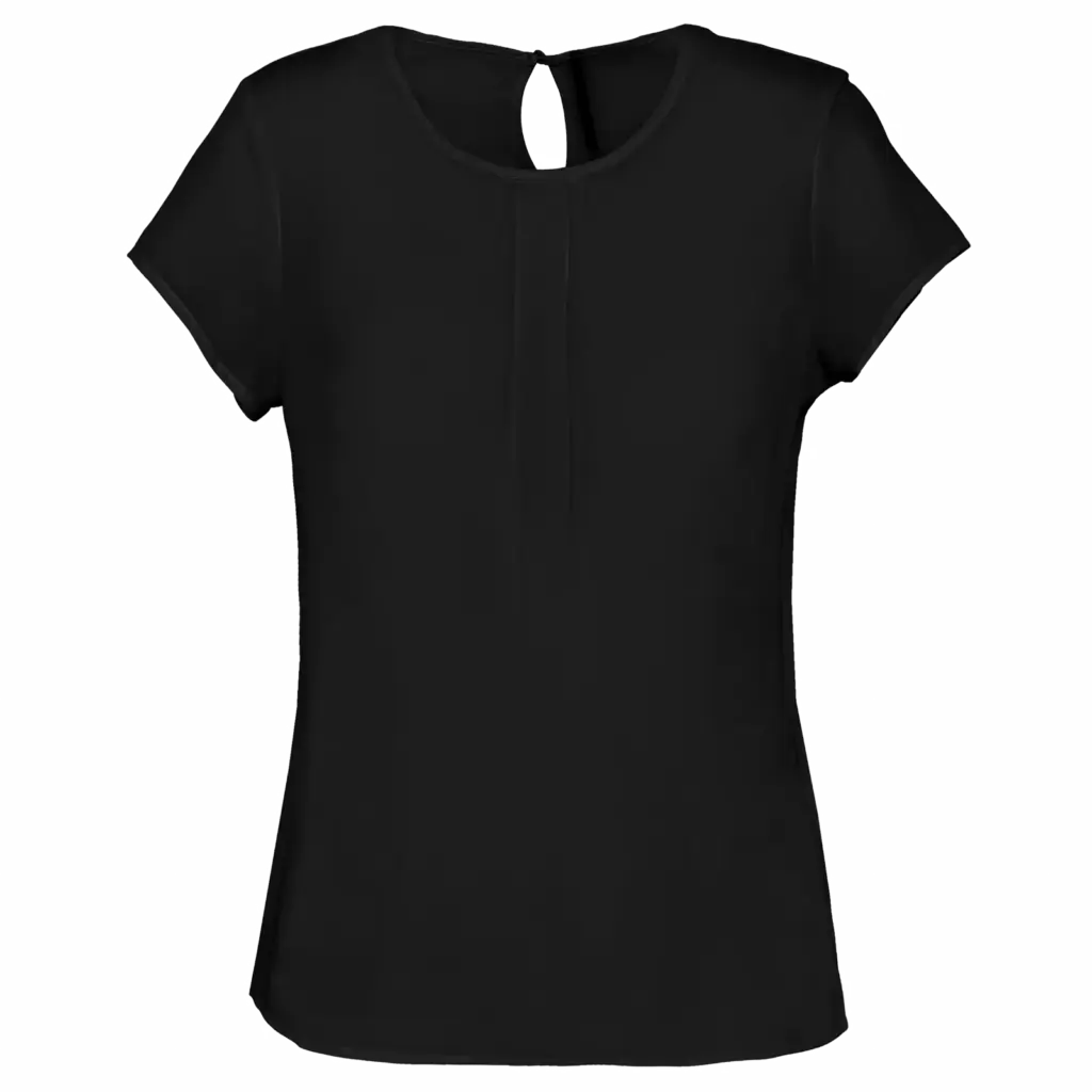 Damesblouse in crêpe met korte mouwen, black — productfoto 6