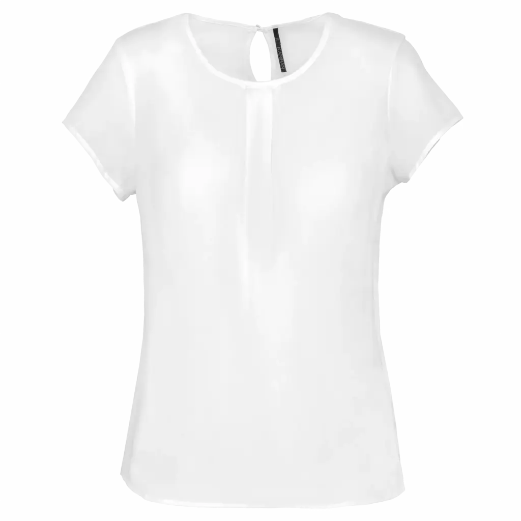 Damesblouse in crêpe met korte mouwen, off white — productfoto 8