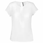 Damesblouse in crêpe met korte mouwen, off white — productfoto 8