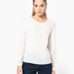 Damesblouse in crêpe met lange mouwen