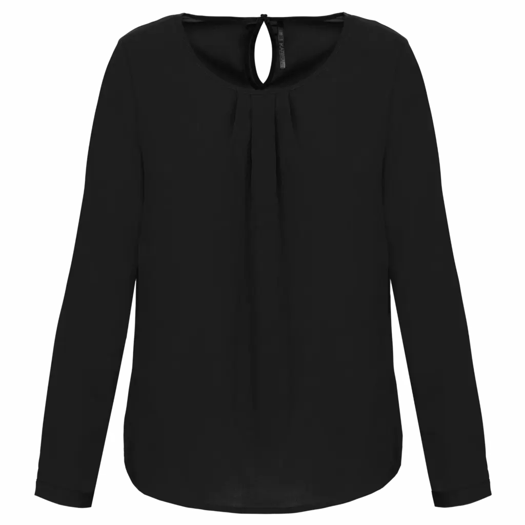 Damesblouse in crêpe met lange mouwen, black — productfoto 6
