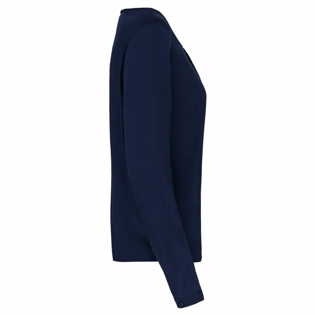 Damesblouse in crêpe met lange mouwen, deep sea blue — productfoto 6