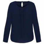 Damesblouse in crêpe met lange mouwen, deep sea blue — productfoto 7