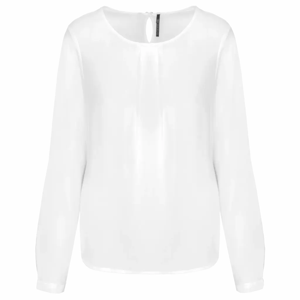 Damesblouse in crêpe met lange mouwen, off white — productfoto 8