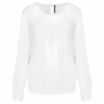 Damesblouse in crêpe met lange mouwen, off white — productfoto 8