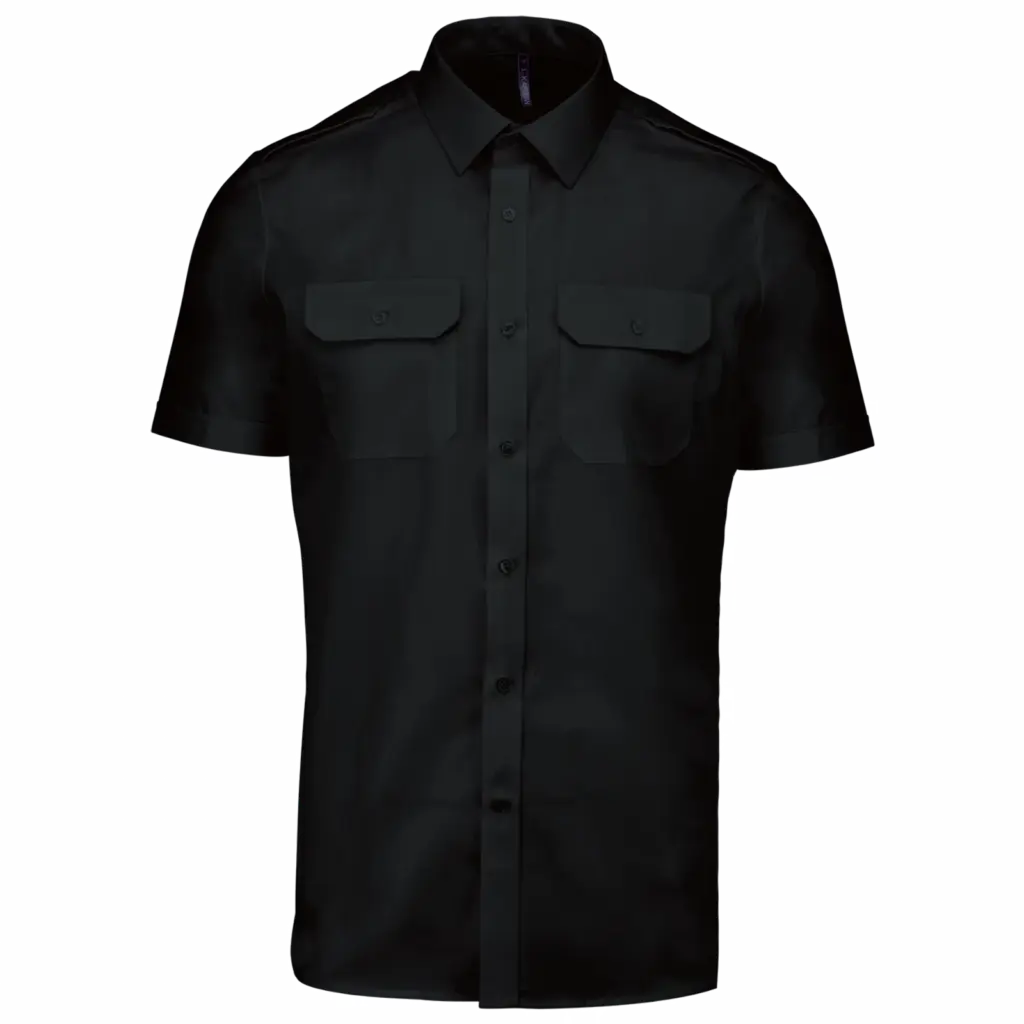 Herenpilootoverhemd korte mouwen, black — productfoto 6