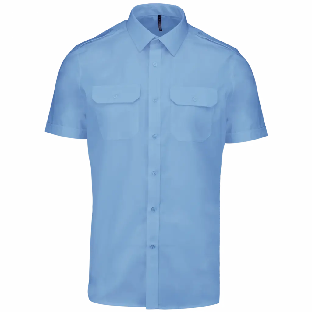 Herenpilootoverhemd korte mouwen, sky blue — productfoto 7