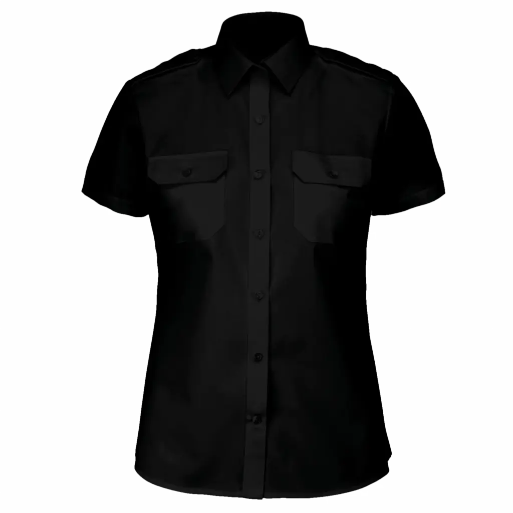 Damespilootoverhemd korte mouwen, black — productfoto 6