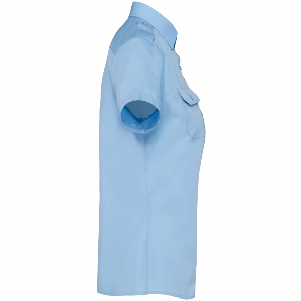 Damespilootoverhemd korte mouwen, sky blue — productfoto 6