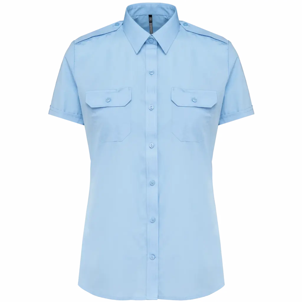 Damespilootoverhemd korte mouwen, sky blue — productfoto 7