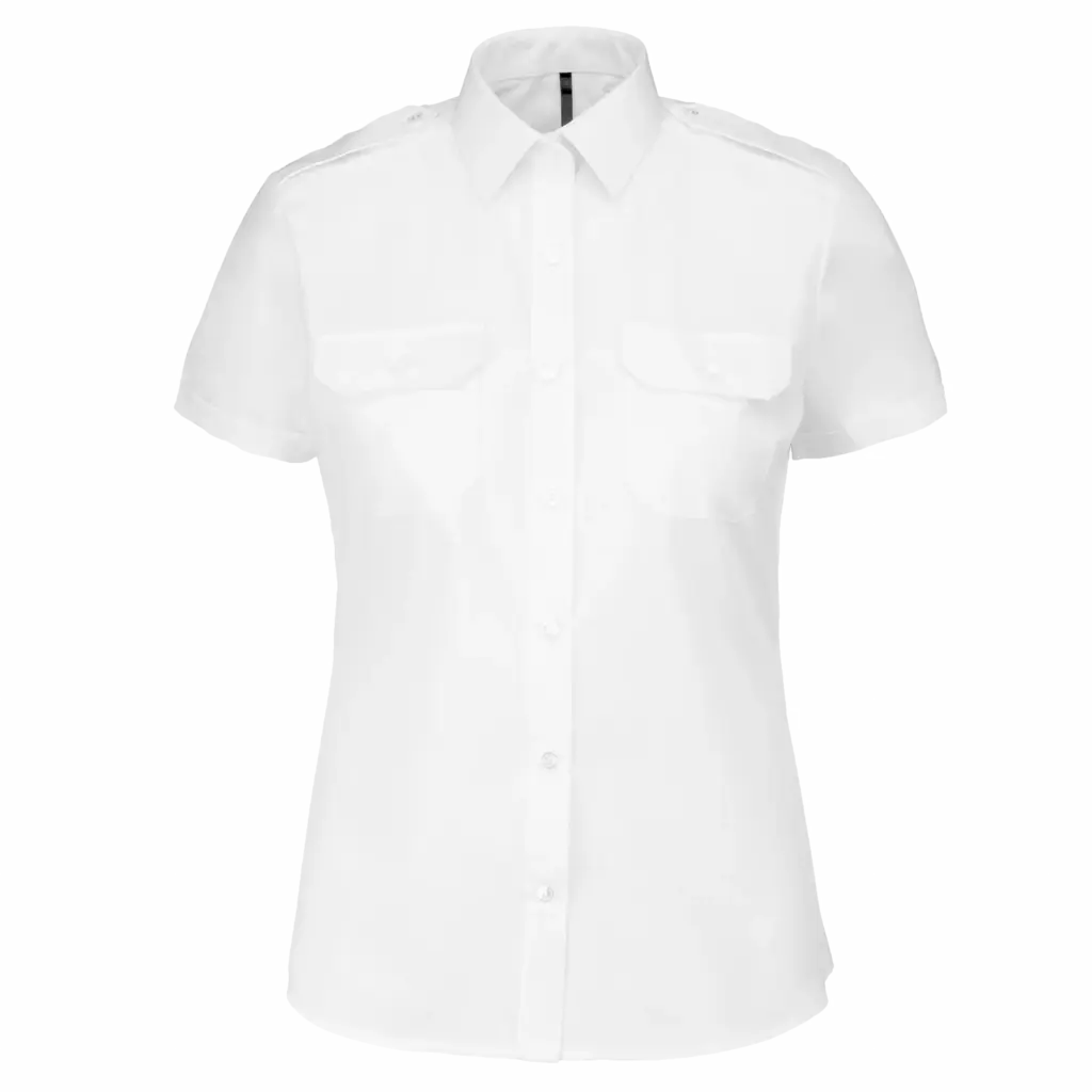 Damespilootoverhemd korte mouwen, white — productfoto 8