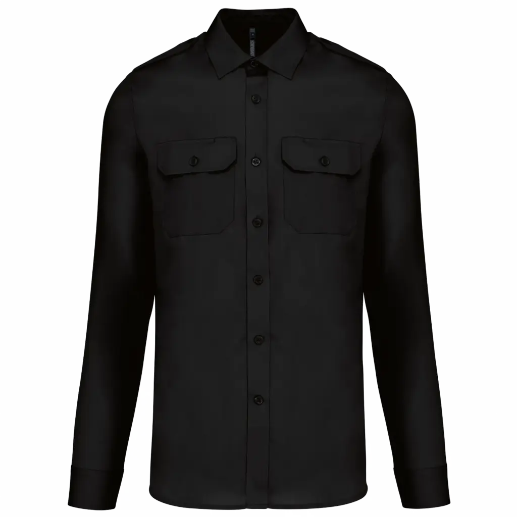 Herenpilootoverhemd lange mouwen, black — productfoto 6
