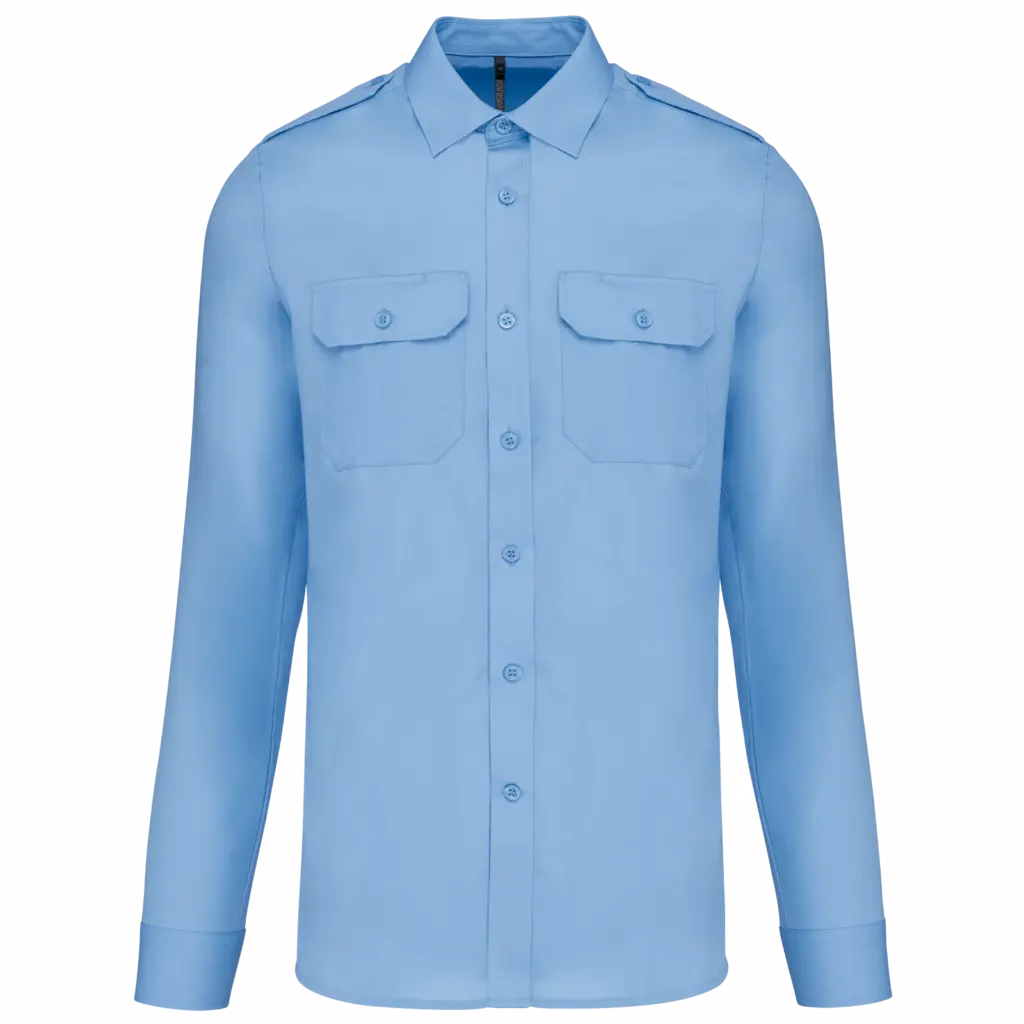 Herenpilootoverhemd lange mouwen, sky blue — productfoto 7