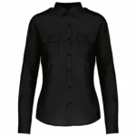 Damespilootoverhemd lange mouwen, black — productfoto 6