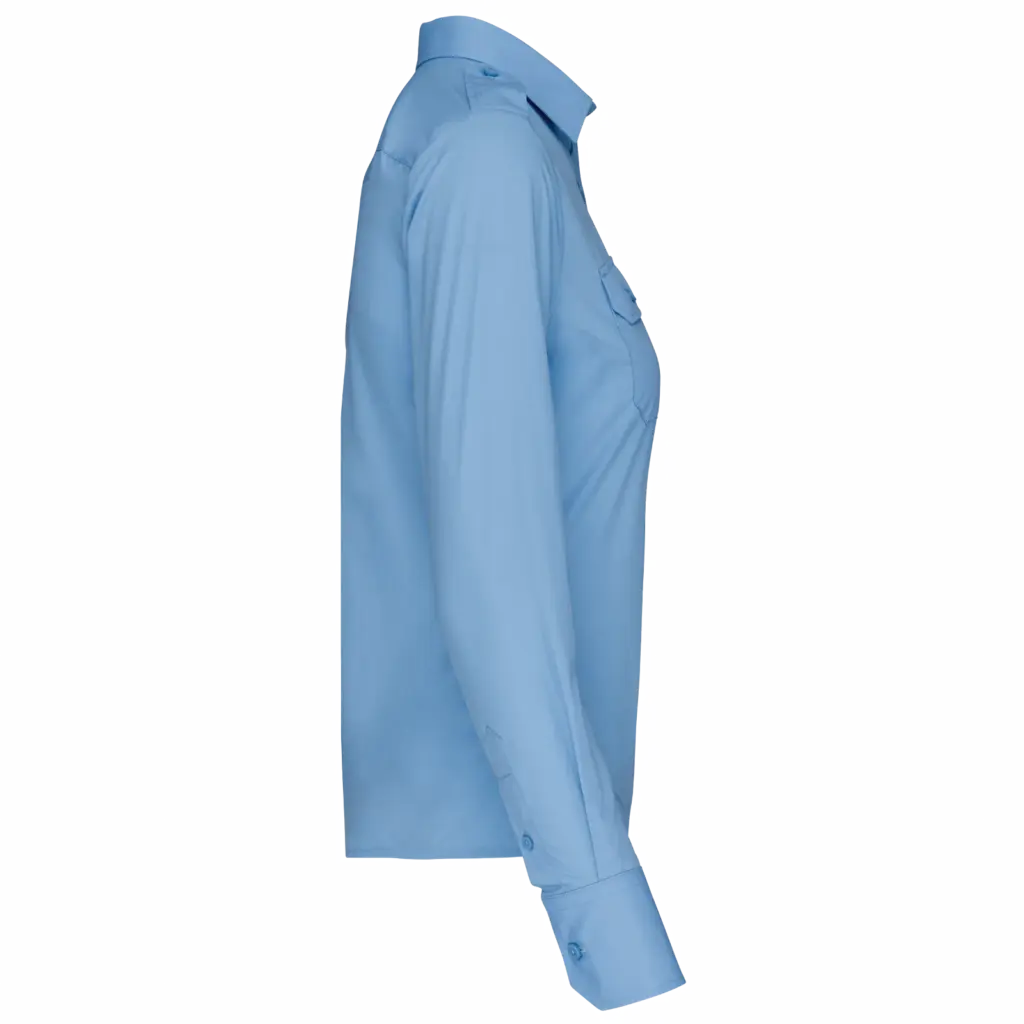 Damespilootoverhemd lange mouwen, sky blue — productfoto 6