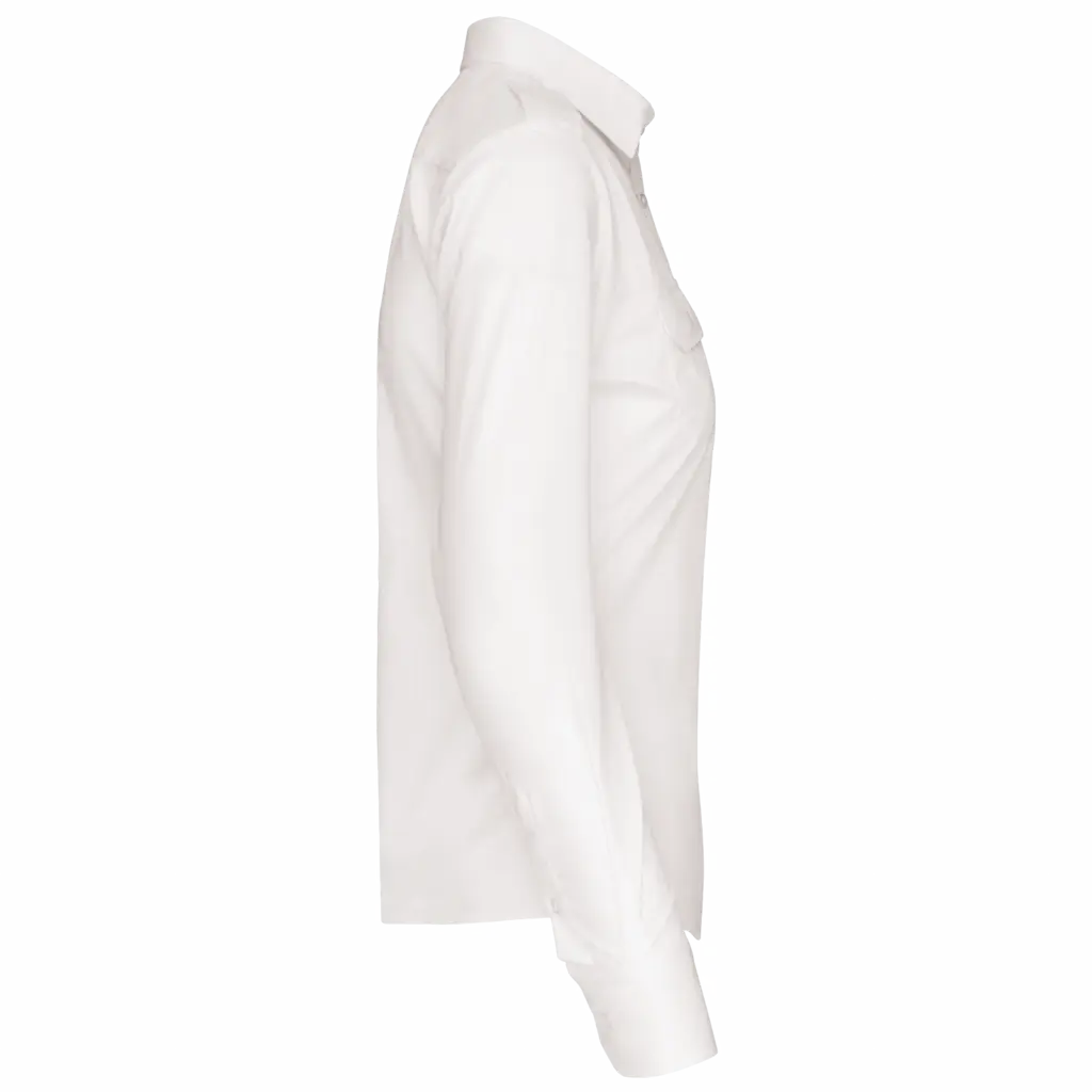 Damespilootoverhemd lange mouwen, white — productfoto 7