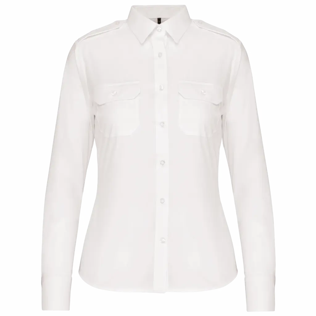 Damespilootoverhemd lange mouwen, white — productfoto 8