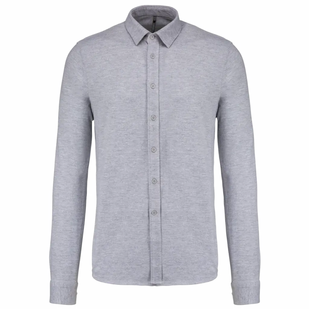 Piqué overhemd lange mouwen, oxford grey — productfoto 2