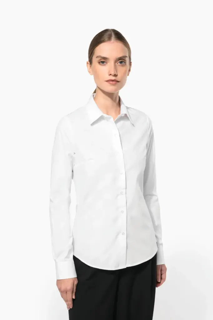 Damesblouse in popeline met lange mouwen