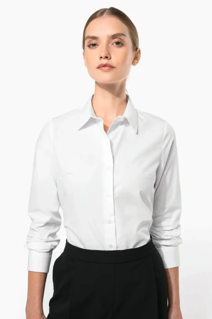 K510-7_2026 - Hidalgo-werbeartikel Damesblouse in popeline met lange mouwen — productfoto 3