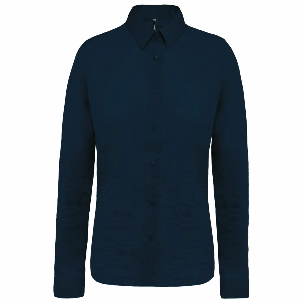 Damesblouse in popeline met lange mouwen, navy — productfoto 8