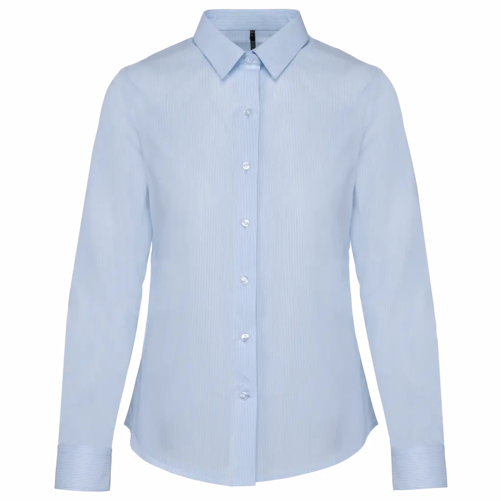 Damesblouse in popeline met lange mouwen, striped pale blue / white — productfoto 9