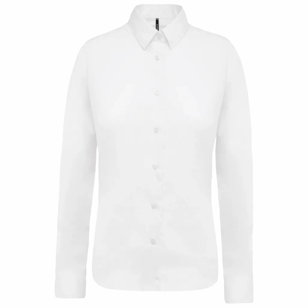 Damesblouse in popeline met lange mouwen, white — productfoto 10