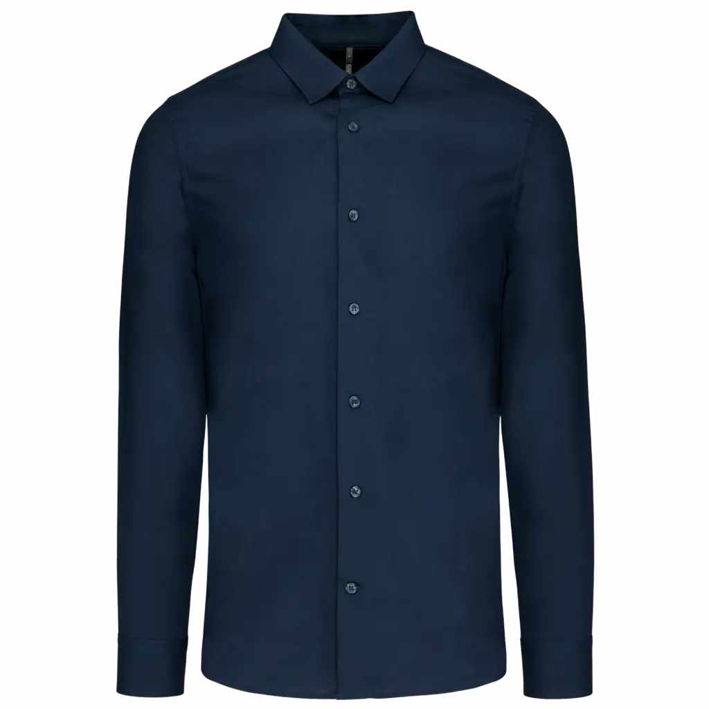 Herenoverhemd in popeline met lange mouwen, navy — productfoto 8