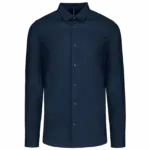 Herenoverhemd in popeline met lange mouwen, navy — productfoto 8