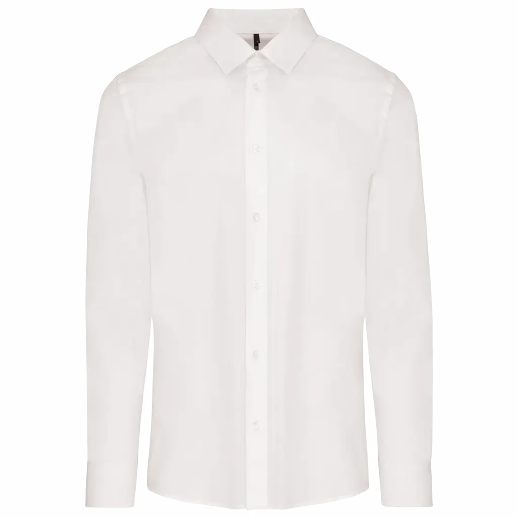 Herenoverhemd in popeline met lange mouwen, white — productfoto 10