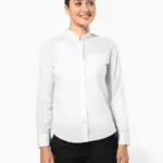 Damesblouse met "Mao" kraag lange mouwen