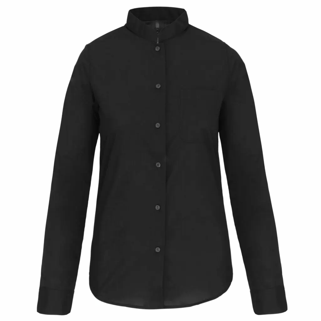 Damesblouse met "Mao" kraag lange mouwen, black — productfoto 6