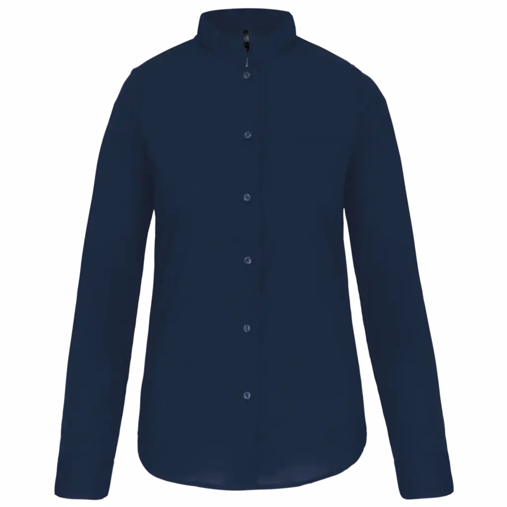 Damesblouse met "Mao" kraag lange mouwen, navy — productfoto 7