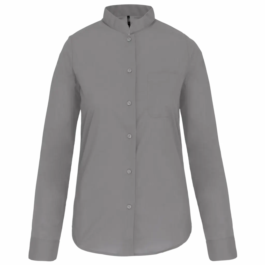 Damesblouse met "Mao" kraag lange mouwen, silver — productfoto 8