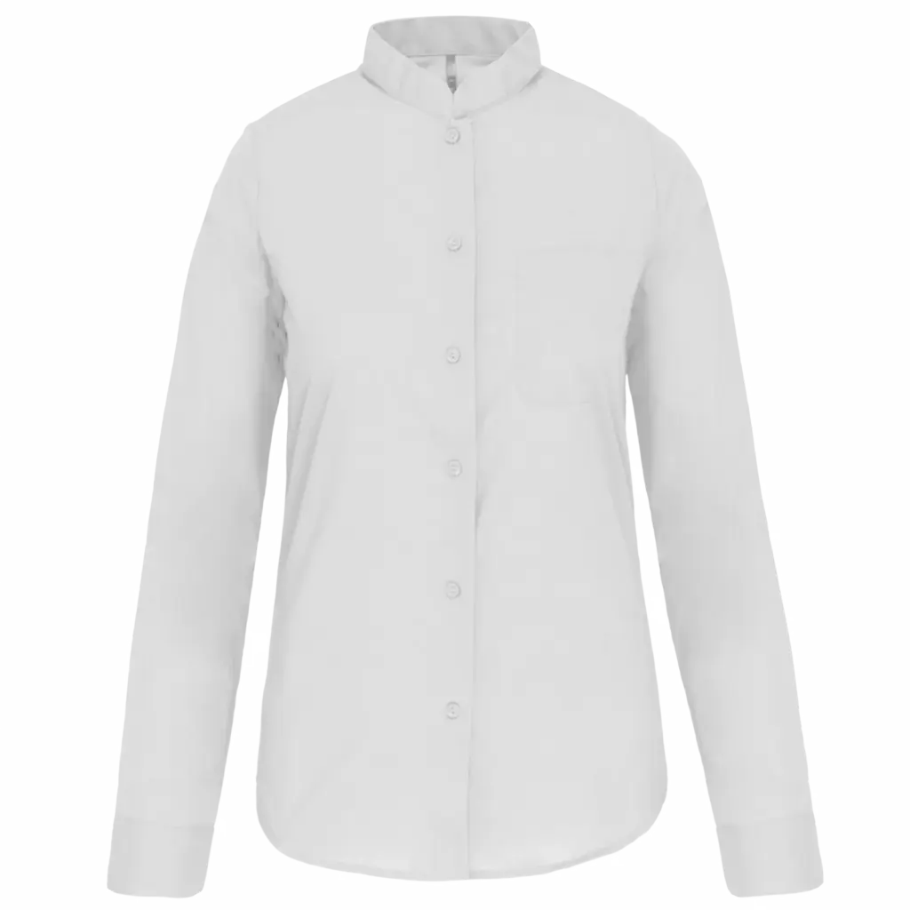 Damesblouse met "Mao" kraag lange mouwen, white — productfoto 9
