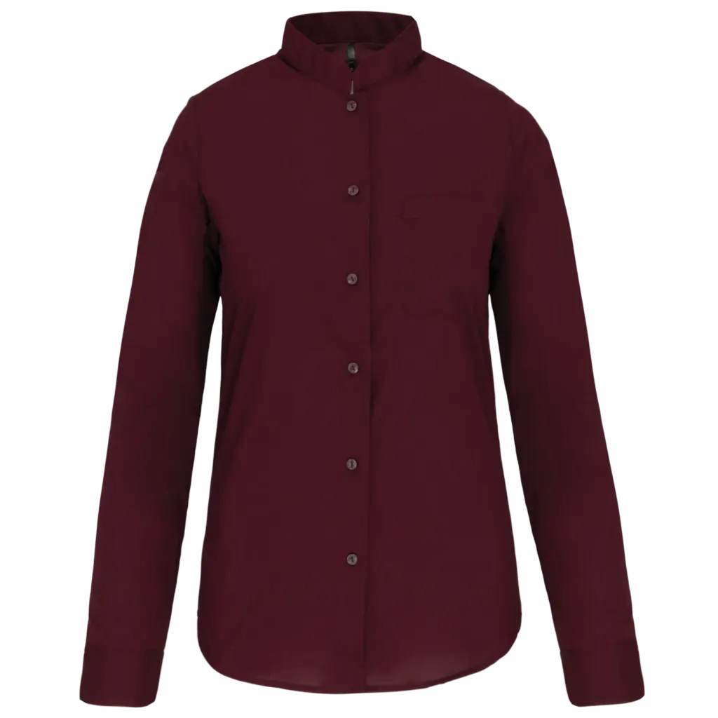 Damesblouse met "Mao" kraag lange mouwen, wine — productfoto 10